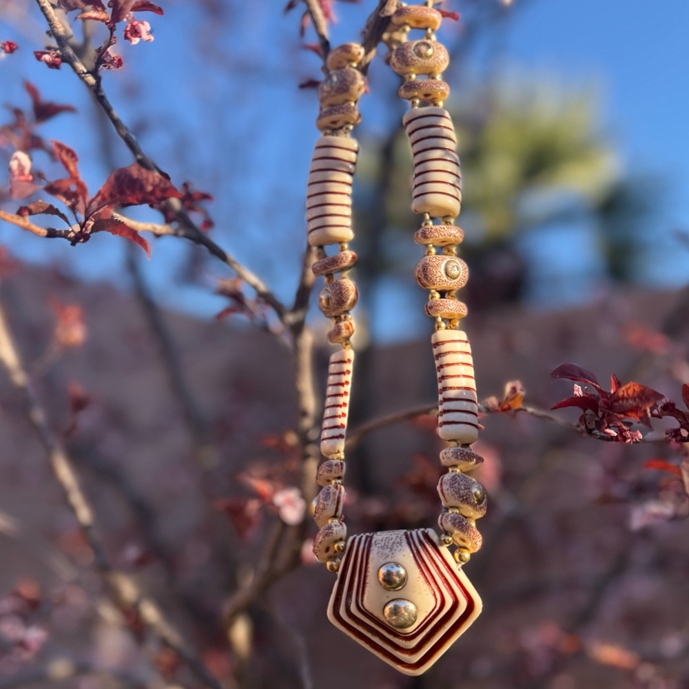 Cream and Burgundy Statement Necklace